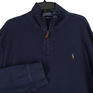 Polo Ralph Lauren Estate Rib Quarter Zip Pullover Mens XXL Navy Pony Sweater